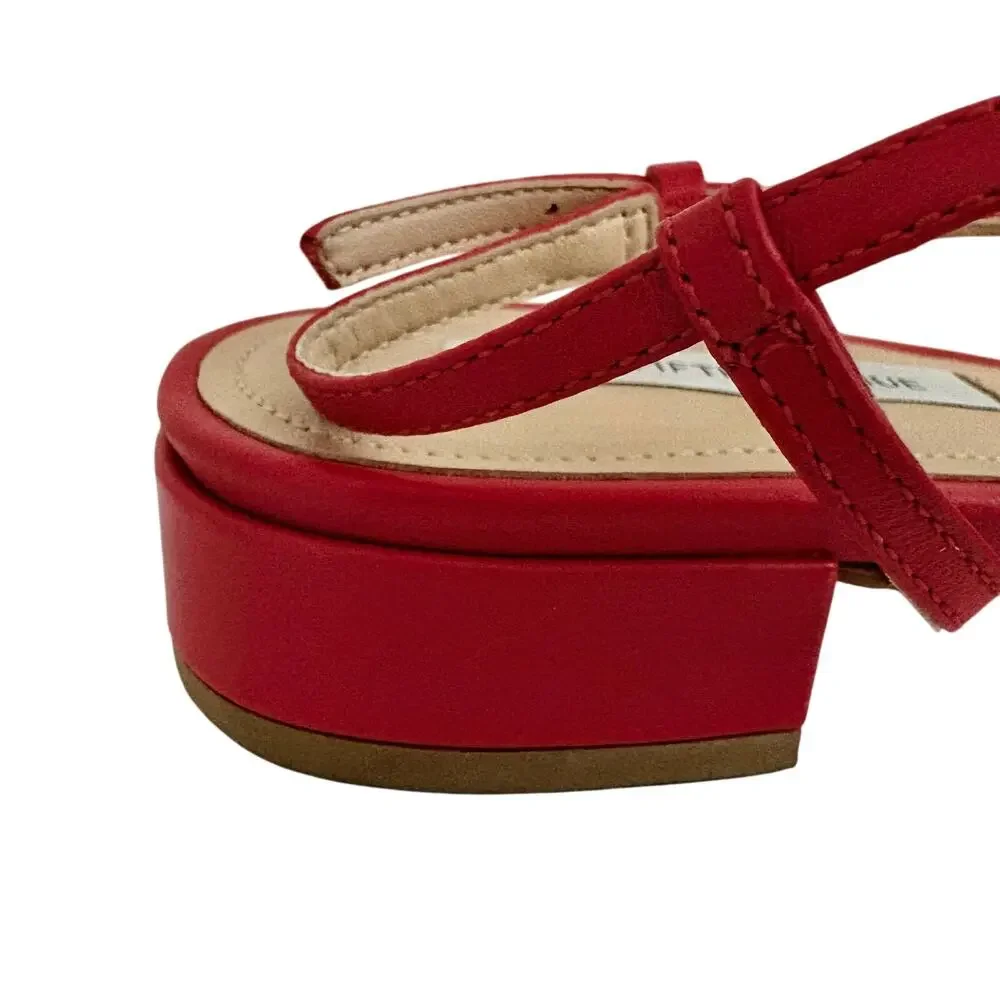 Saks 5th Avenue Red Leather Square Toe Slingback Flats Loafers Buckle Strappy 11